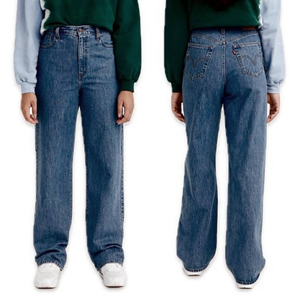 levi’s | high waisted relaxed baggy loose fit wide straight leg jeans | sz 32